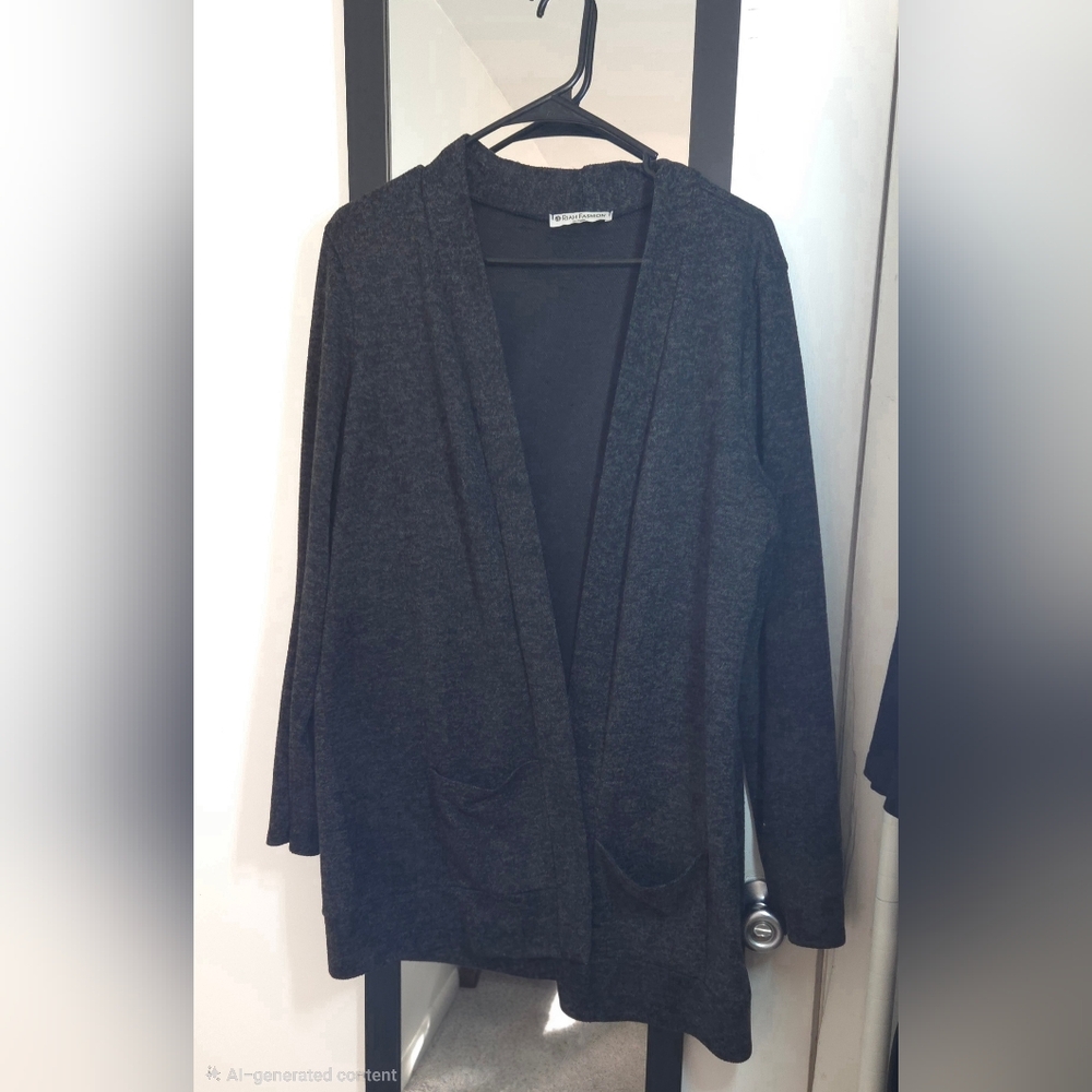 Charcoal Open-Front Women's Cardigan Sweater